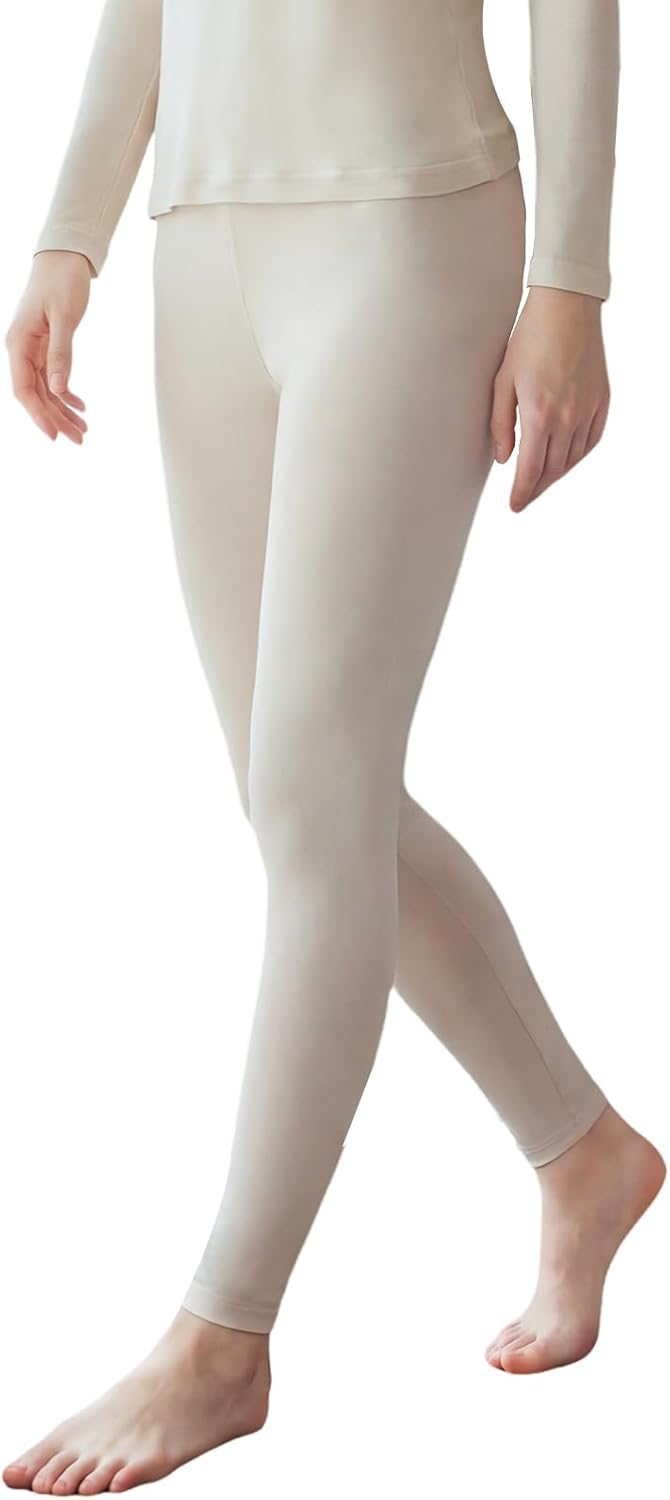 Women's Silk Thermal Underwear Pants Winter Fall Lightweight Knit Base Layer Long Johns Ladies Warm Bottoms Layering