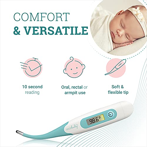 Occobaby Clinical Digital Baby Thermometer - Lcd, Flexible Tip, 10 Second Quick Accurate Fever Read Rectal Oral & Underarm Thermometer For Kids - Waterproof Baby Thermometer For Infants & Toddlers #TOP4