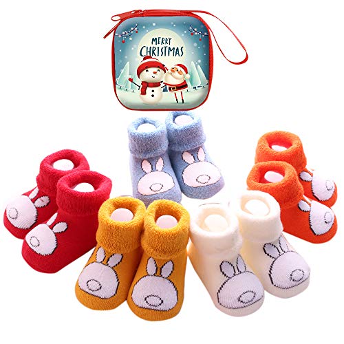 Sweetneed 5 Pares Calcetines Recien Nacido niño Calcetines de recién nacido Calcetines bebe niña Invierno 0-36 Meses