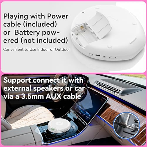 Image of Portable CD Player for Car: Kegaudio with Earphones Anti-Skip LCD Display Personal Disman Disc Player for Car & Sports Supports MP3 WMA PROG & Memory Function