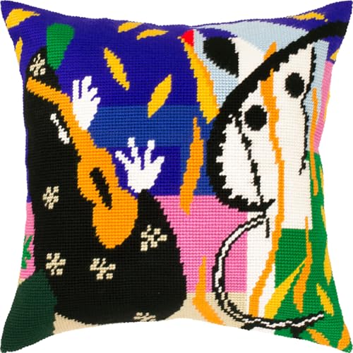 Image of Art Needlepoint Kit for Adults and Beginners - The Sorrows of the King by Henri Matisse 16″ x 16″ with Clear, Precise Printed Design on Cotton Canvas; Includes 2 Needles, Yarn, and Easy-Read Chart