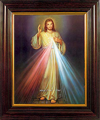 Image of Divine Mercy Framed Picture Home Blessing Wooden Frame