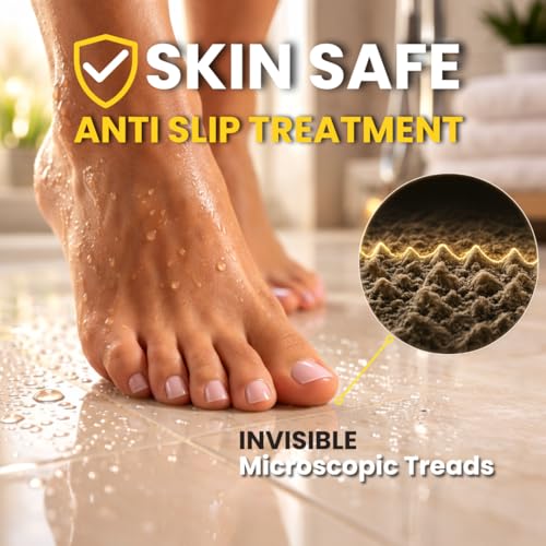 Image of Anti Slip Tile Treatment (Quart) Non-Slip Floor Treatment for Grip on Stone, Porcelain & Ceramic. Indoor & Outdoor, Residential & Commercial Slip Prevention, Works Fast for Lasting Traction