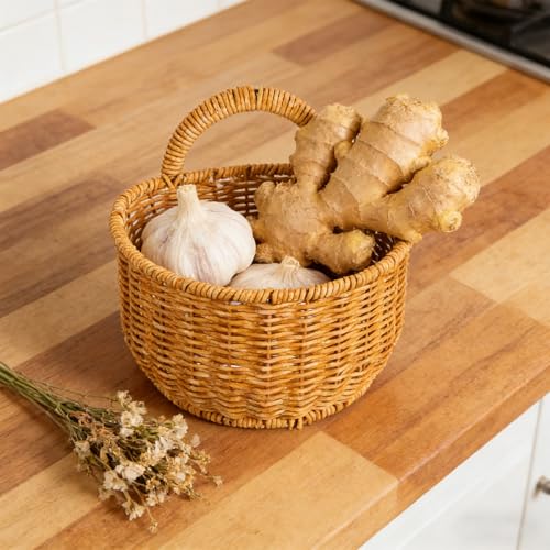 Cesta colgante de pared estilo bohemio para decorar cocinas rústicas 7