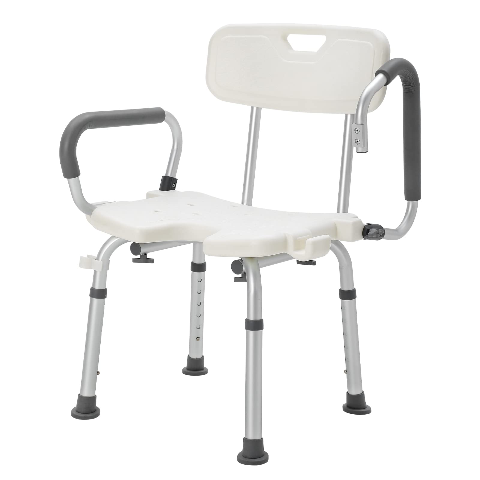 Taburete de ducha con mango de bañera, respaldo para personas mayores, altura regulable 73-86 cm, asiento elevador de asiento de inodoro, patas antideslizantes, asiento de bañera, tipo 6