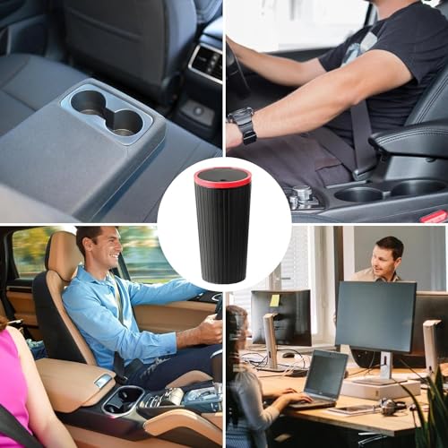 Image of 1pc Car Trash Can, Press-type Sundries Storage, Garbage Can, Mini Box, Car Small Storage Bucket 1Pc Round Car Trash Can With Lid - Waterproof, Fits Cup Holders & Armrests