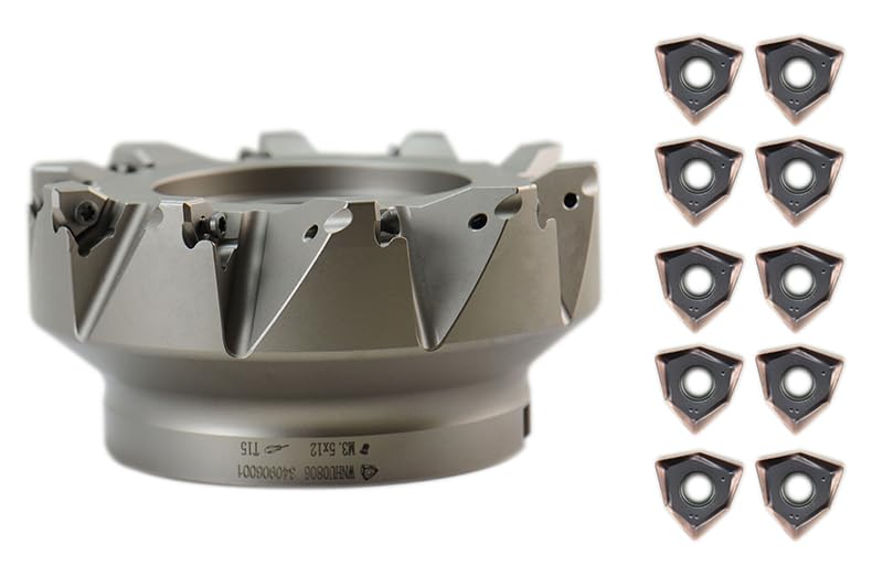 Shars 5" 90 Degree 10 Flute Indexable Face Mill + 10 PCS WNHU 442 Carbide Inserts for Alloy & Stainless Steel Cutting 404-2823+424-2112(10) New R[