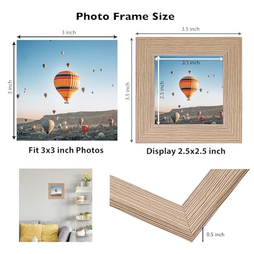 Image of JCJMY 3x3 Picture Frame for Tabletop, 3 x 3 Square Photo Frame with Shatter Resistant Plexiglass, Sturdy 3 by 3 Poster Frame, Rustic Brown