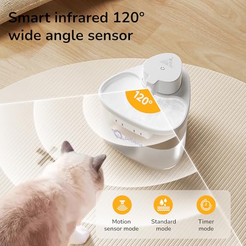 Image of Petverse Wireless Cat Water Fountain 2L Battery Operated Pet Water Dispenser for Cats and Dogs, Ultra Quiet, BPA Free, with Filters, 3 Flow Modes and LED Indicator, White