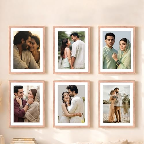 Image of Art Street Premium Photo Frame for living room, Classic Aesthetic Design Photo Frames for Photograph, Art Work, Kids Room Set of 6 (6x8 Inch, Pink)