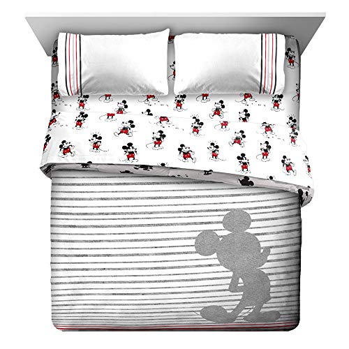 Image of Jay Franco Disney Mickey Mouse 90th Stripe Queen Bed Set, White