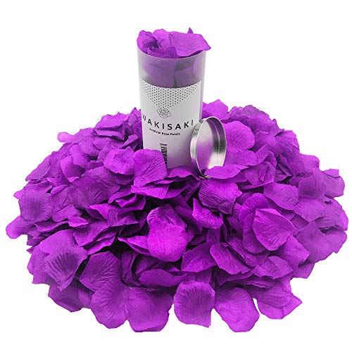 WAKISAKI Pétales de rose artificielles, désodorisées, prêtes à l'emploi, pour une demande en mariage, une fête romantique ou un événement 1000 Count Violet impérial Cover