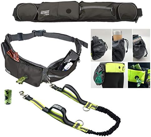 TAKSIN The Ultimate Hands Free Dog Leash System for Walking Running Hiking Training, Reflective Bungee Leash, Treat Holder, Poop Bag Dispenser for Small Medium Large Dogs (Grey Deluxe Pack)