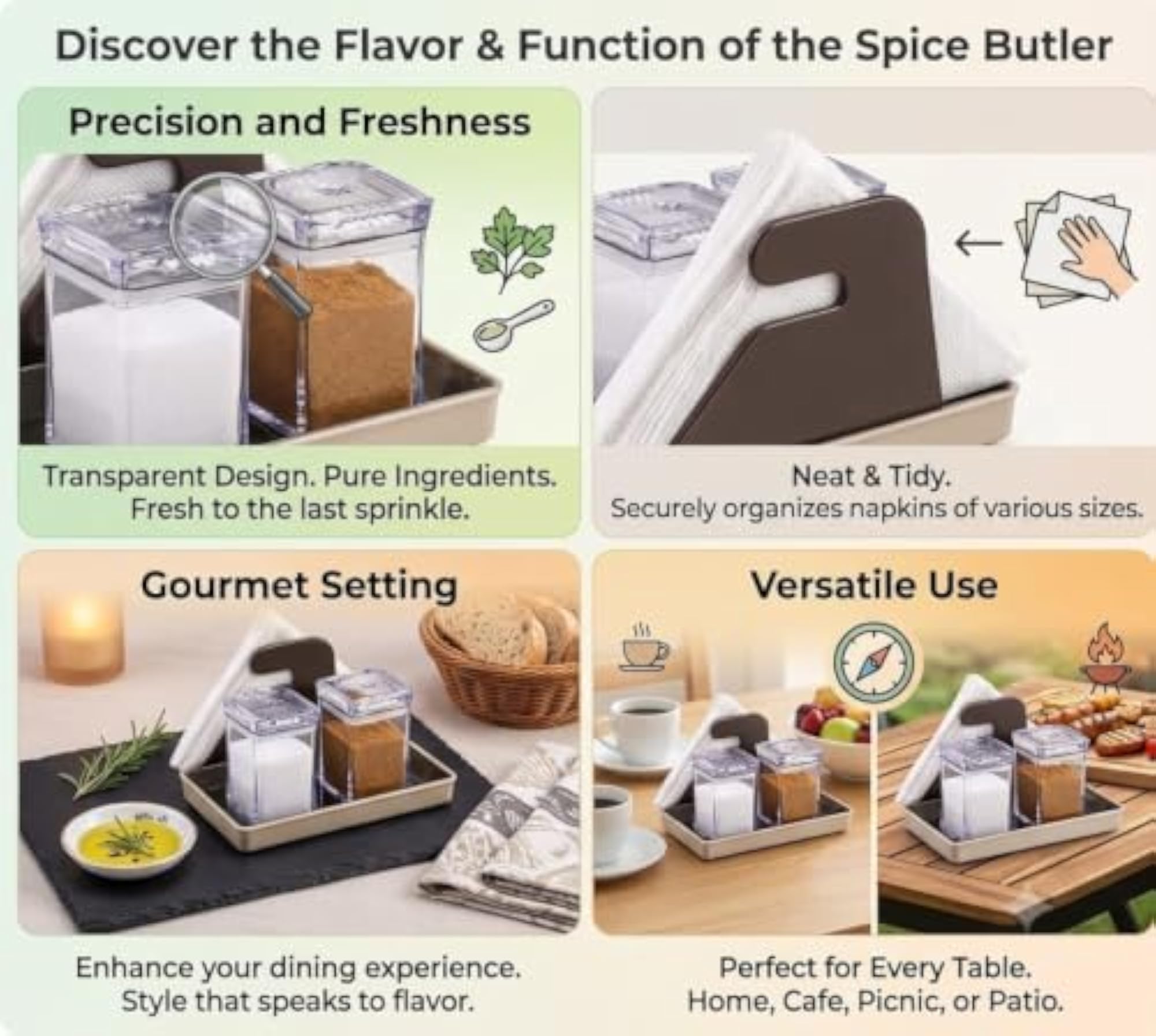 Salt & Pepper Container Set with Tray