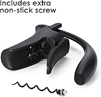 Vista 6 de Compact Wine opener Vertical Lever Corkscrew Wine Bottle Opener with Foil Cutter & Extra Screw