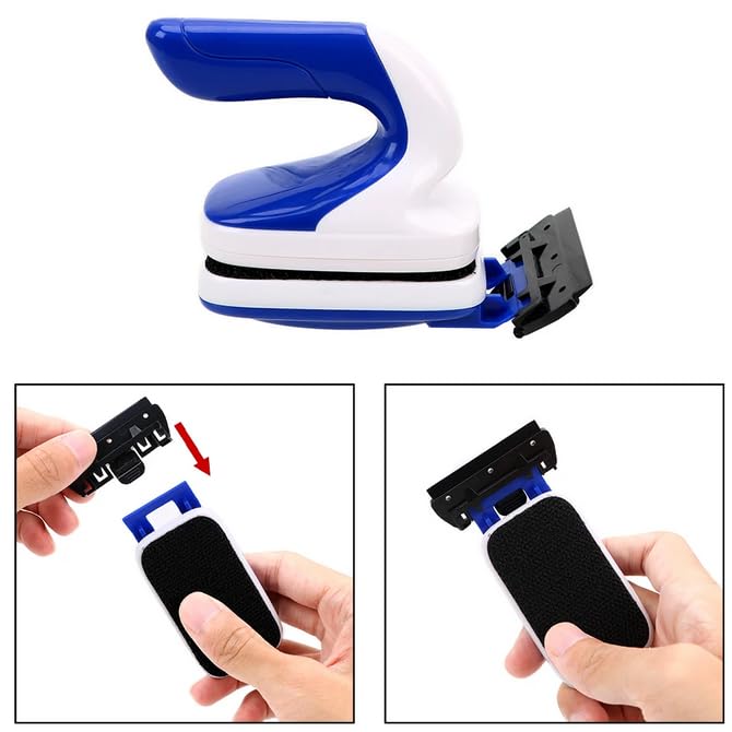 WANSUPYIN Aquarium Fish Tank Glass Scraper Cleaner Brush, Fish Tank Magnetic Cleaning Scrubber Tool with Handle