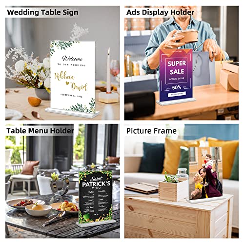 Realway 8.5X11 Acrylic Sign Holder, T-Shaped Double Sided Acrylic Display Stand Clear Plastic Display Stand Tabletop Menu Display Stand Ad Picture Frame For Office,Store,Home,3Pack #TOP1