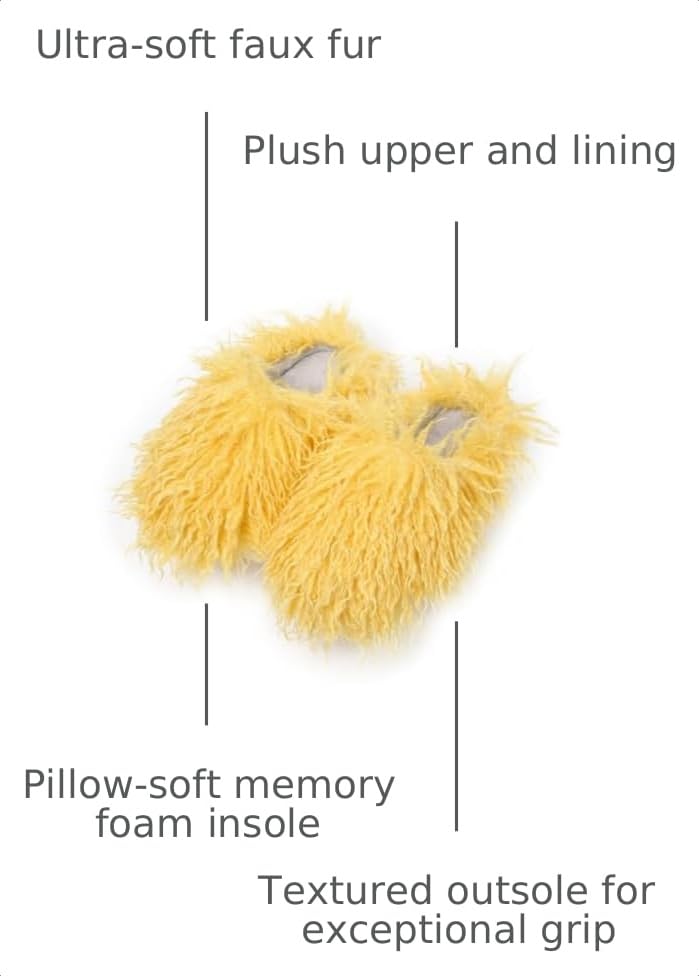 Image of Unisex Fuzzy Faux Fur Slippers, Women's Fluffy Long Hair Sheep Faux Fur Slip on Slides, Girls Luxury Big Fluffy Outdoor Flat Slippers, Long Curly Hair Non-Slip Warm Home Slide Shoes