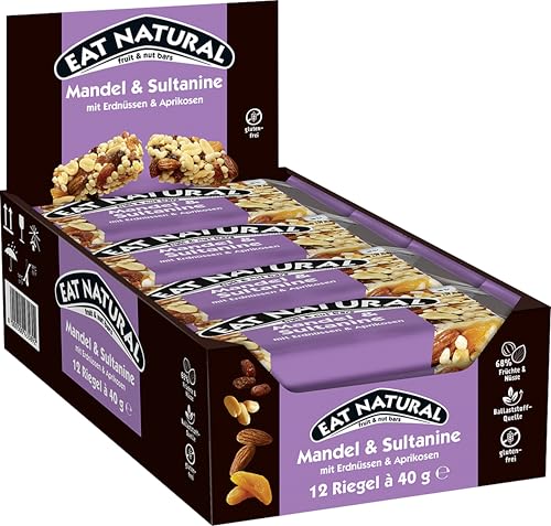 Barrette di Cereali Eat Natural Mandorle e Uva Sultanina Expo 12 x 40 g