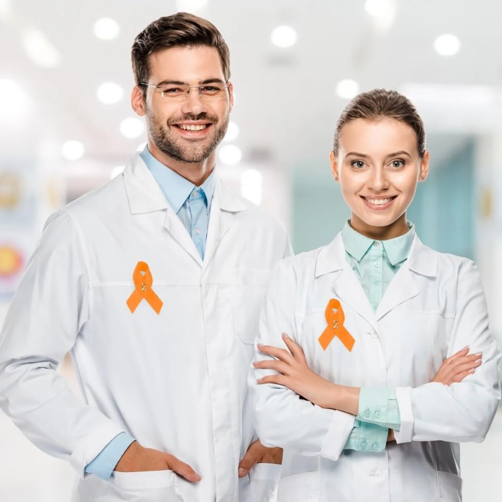 Image of 1 /2 /5 /10 /25 /50pcs Orange Ribbon Awareness Pins for Kidney Cancer, Leukemia, Multiple Sclerosis, Hunger, Gun Violence /Mass Shooting Awareness - Perfect for Support Groups, Gift-Giving, and Fundraisers