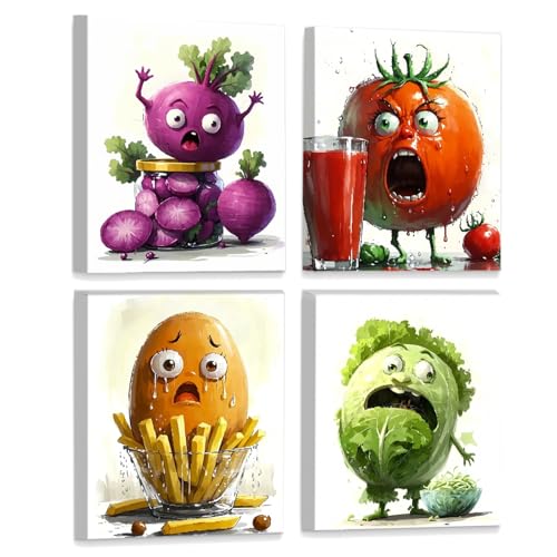 Funny Kitchen Wall Art Canvas Prints,Vegetable Framed Art Posters Dining