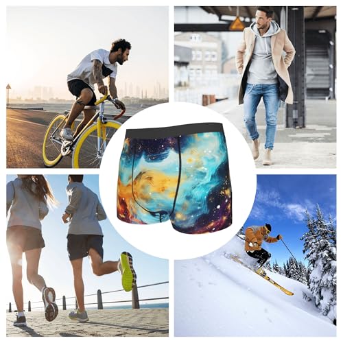 Galaxy Space Men's Boxer Briefs, Colorful Nebula Breathable Mens Underwear Comfort Boxers Shorts Support Trunks4