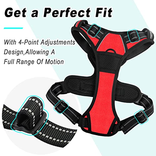 Barkbay No Pull Dog Harness Large Step In Reflective Dog Harness With Front Clip And Easy Control Handle For Walking Training Running(Red,L) #TOP2