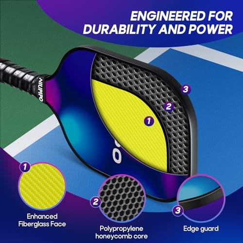 Image of niupipo Pickleball Paddles Set of 2 or 4, USAPA Approved Fiberglass Pickleball Paddle Set with Balls and Bag, Polypropylene Honeycomb Core, Lightweight Pickleball Paddles for Beginners Men Women