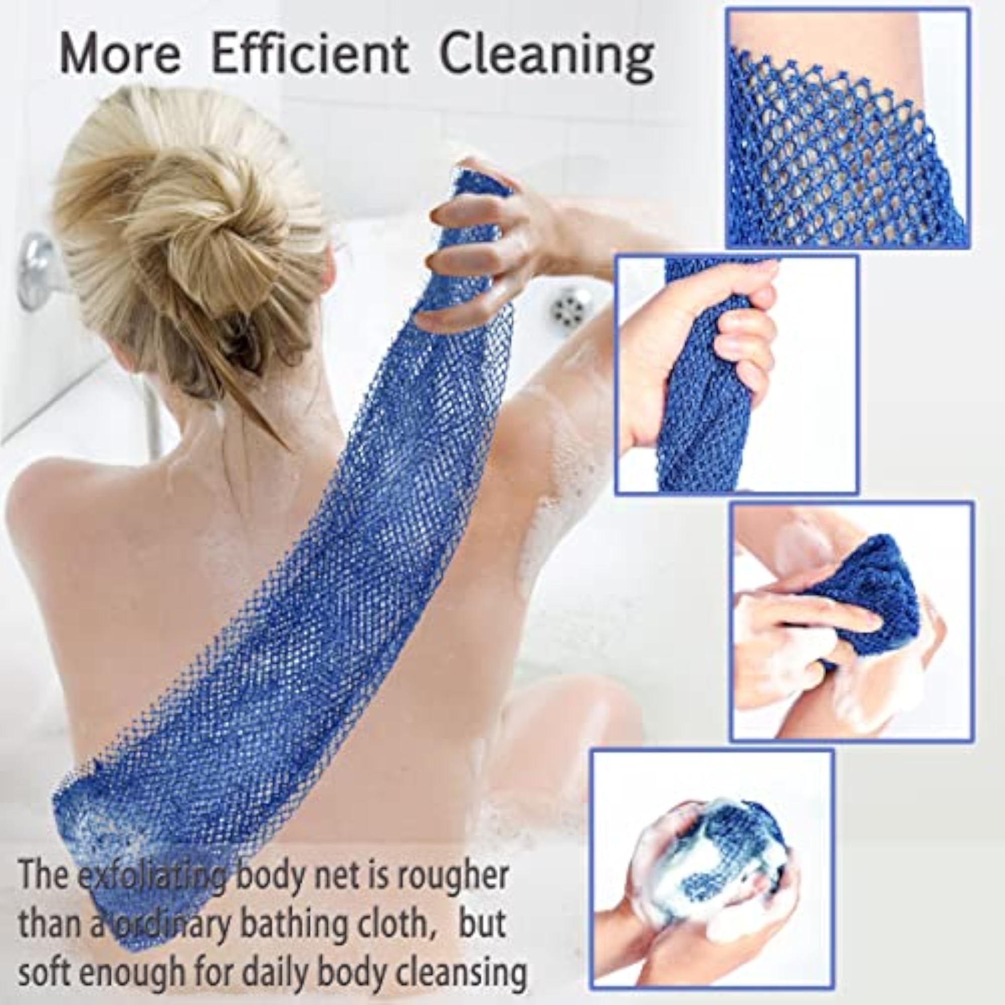 2 Pieces African Bathing Sponge Net, Exfoliating Shower Scrubber