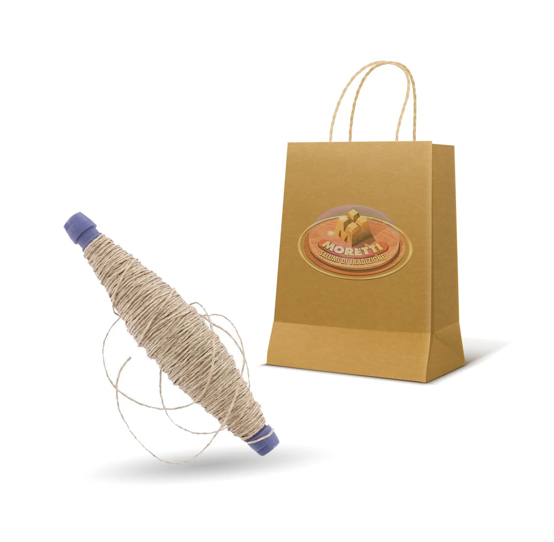 Moretti® Spoletta Spago Per Salumi | Confezione 10 Pezzi Rotoli | Resitente Per Legatura Salumi | Decorazioni Pacchi Regali | Spessore 2/3 Bianco