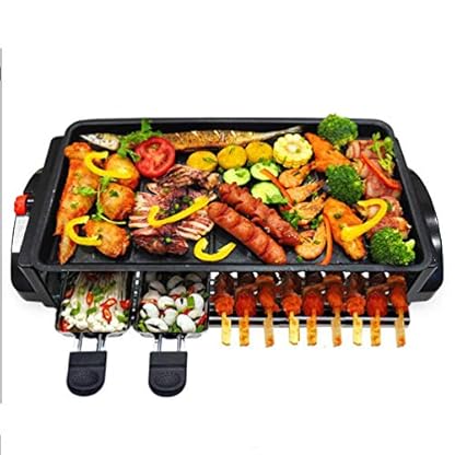 RONGJJ Tischgrill Doppelschichtiger Elektrischer Tischgrill, Ideal Zum Braten, Grillen Und Kochen, Antihaftmaterial…