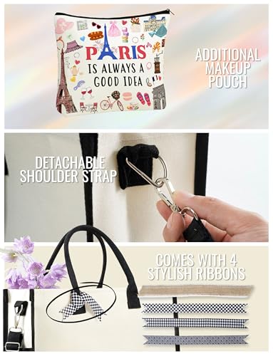 Bolso Tote de Lona para Mujer con Cierre y Correa miniatura 5