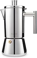 Vista 11 de Easyworkz Diego - Cafetera italiana de acero inoxidable, cafetera italiana, 4 tazas, 6.8 onzas, cafetera moka de inducción