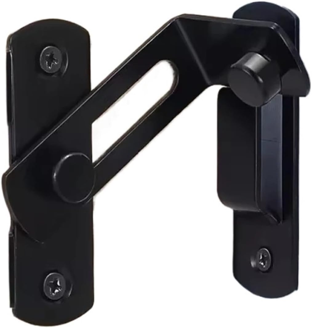 Stainless Steel Barn Door Locks 0°/180° Flip Sliding Right Angle Latch(Black x 4pcs)