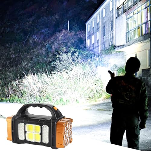 Image of Care 4 Multifunction Solar Waterproof Flashlight with USB Charging,8 Bulb LED & COB Torch (Gold, 21 cm, Rechargeable)