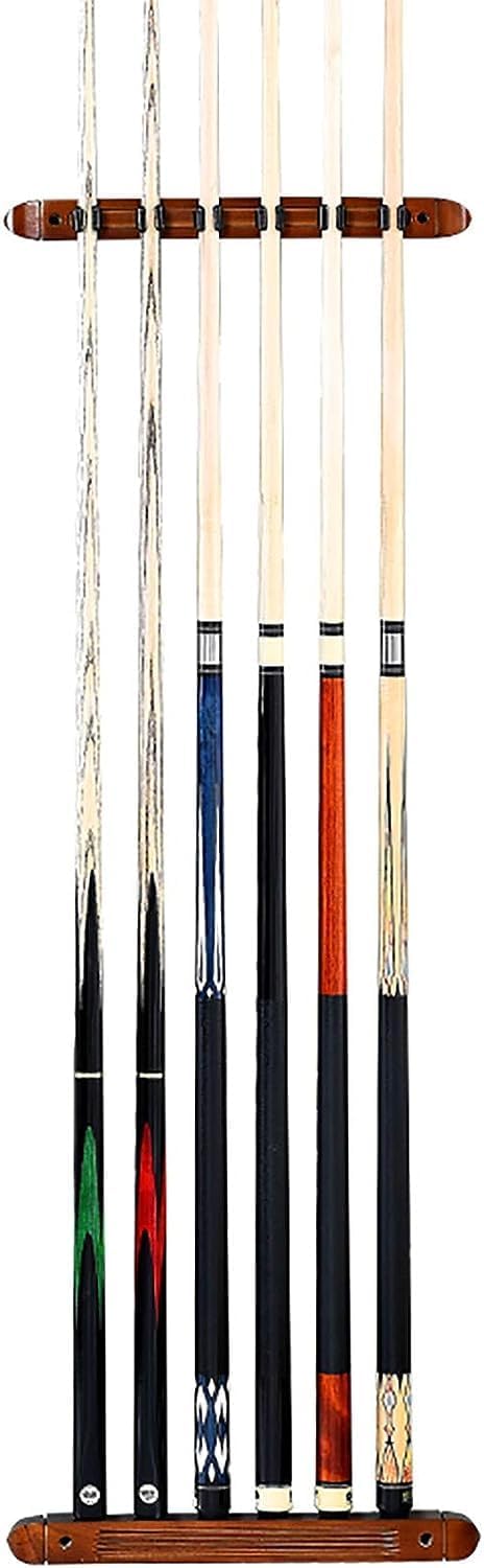 Pool Stick Holder, Pool Cue Rack, Wall Mount Pool Cue Rack with 6 Clips, Hanging Pool Stick Holder, Suitable for Game Halls Billiard Halls Pool Tables Clubs