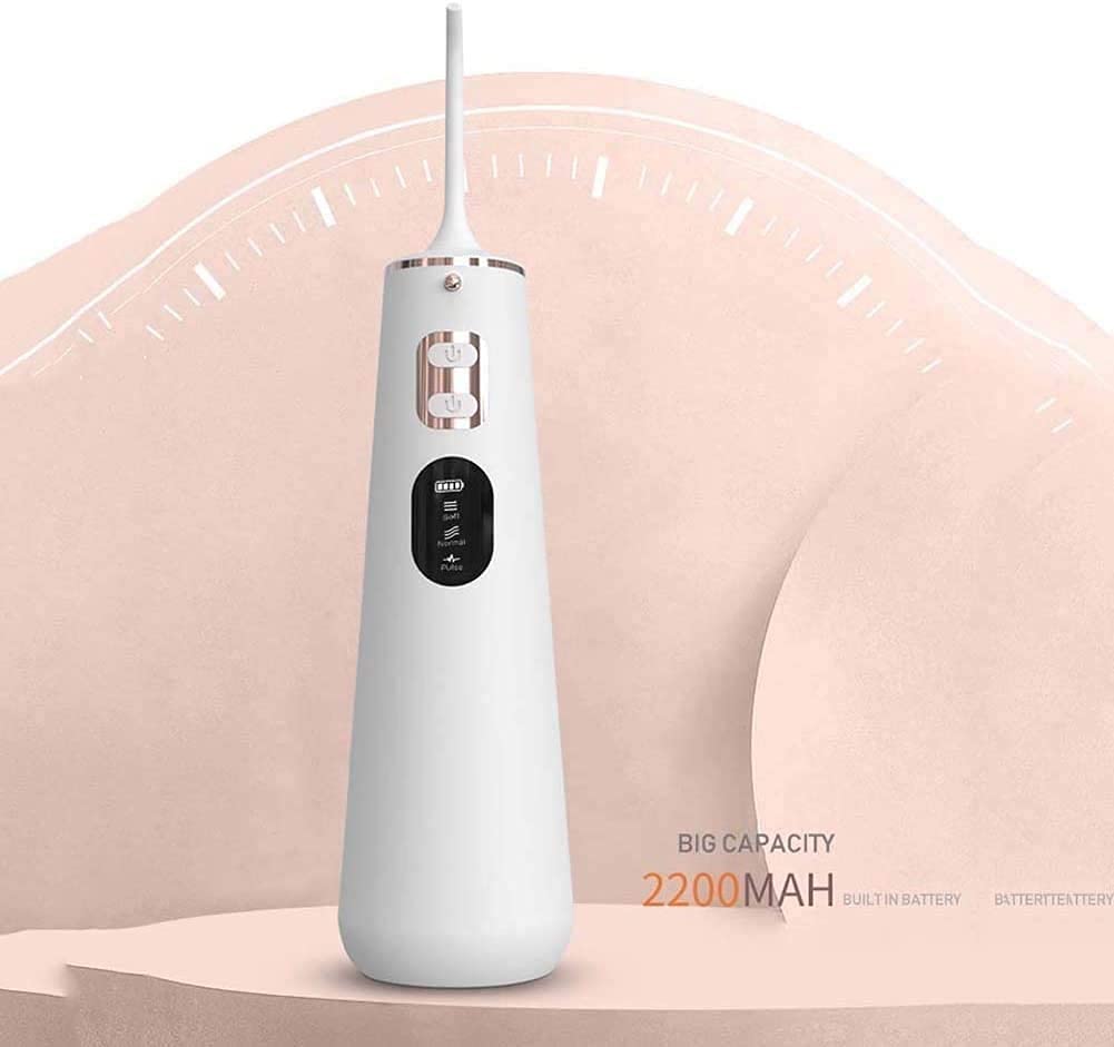 Irblissatore Dentale dell'Acqua Cordless, irrigatore Orale Portatile per Denti, Bretelle, USB Ricaricabile e IPX7 Detergente per i Denti Impermeabile per Viaggi a casa