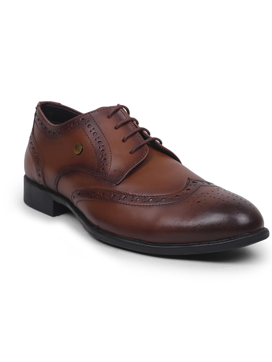 Liberty Fortune BELGIUM01E Men’s Formal Oxford Shoes – Black, Tan – Synthetic Leather Lace-Up with Cushioned Footbed – Stylish Wedding and Office Footwear – Comfortable and Lightweight