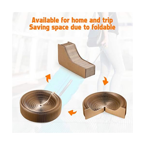 Collapsible cat scratcher lounge bed, cardboard cat bed, corrugated pet scratcher pad, round cat scratching bed nest for indoor big large kitty kitten cats - image 3