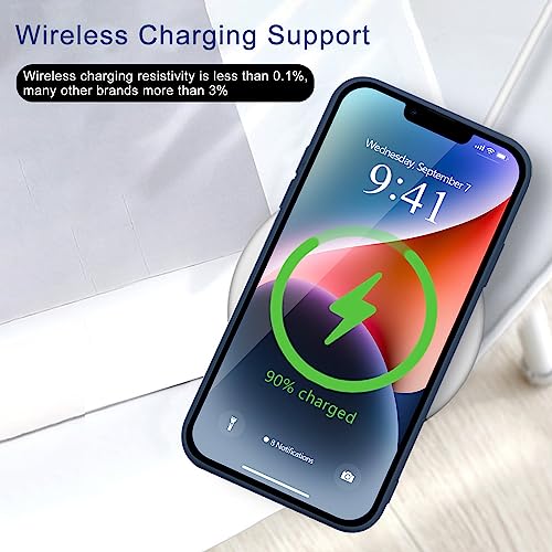 Image of Wirvyuer for iPhone 14 Case Cute Slim Shockproof Phone Case with Wireless Charging Support and Protection, Navy Blue