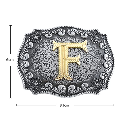 Image of HUABOLA CALYN Belt Buckle Men, Western Cowboy Rodeo Small Alphabet Letter ABCDMRJ to Z Initial Belt Buckles for Women