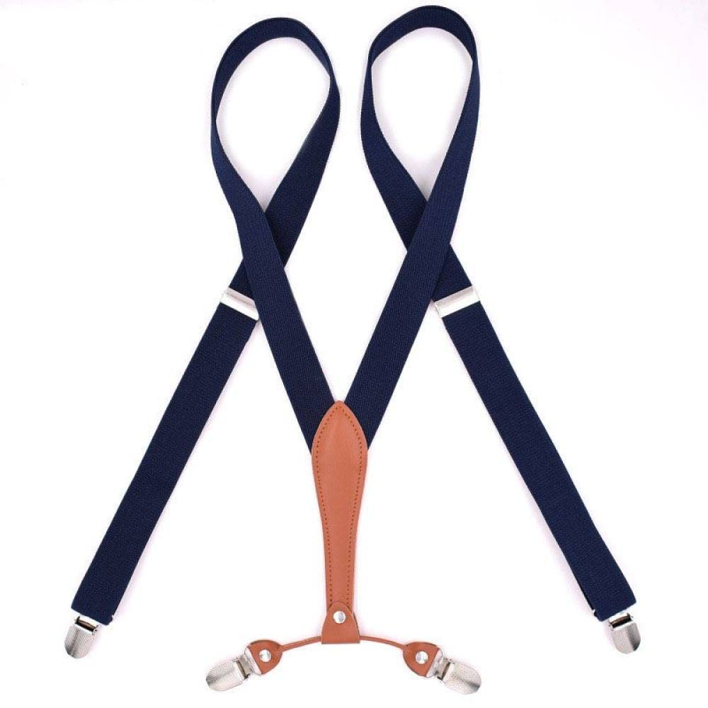 bretelle, 1Pc 2.5 * 115Cm Donne Bretella Elastica 4 Pinze Uomini Regolabili Bretelle for Pantaloni Cinghie Accessori di Abbigliamento da Uomo(Navy)