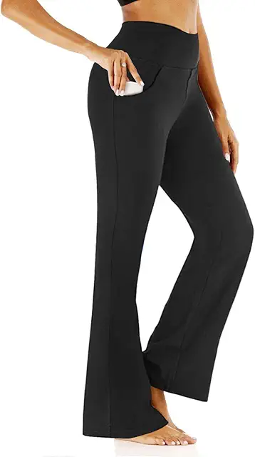 Petite Yoga Pants: Tummy Control High Waist Wide Leg with Pockets