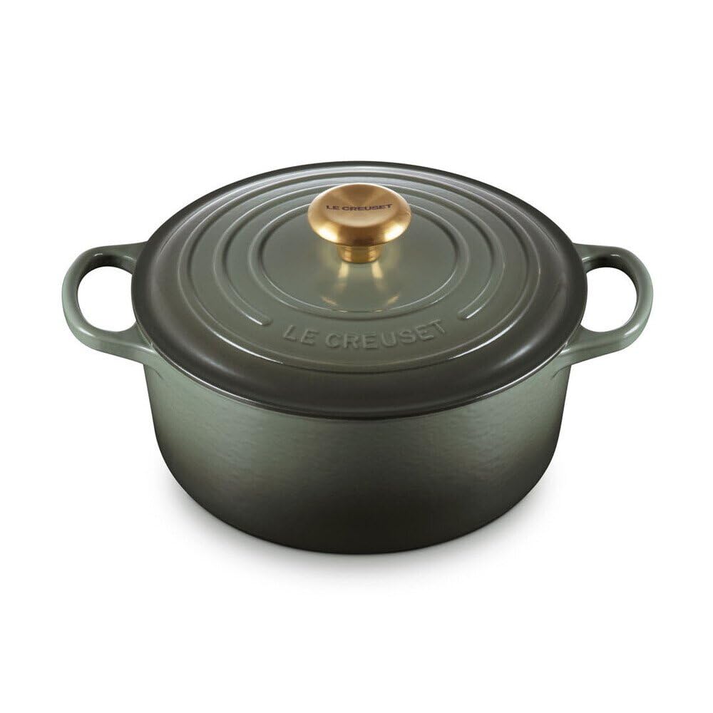 LE CREUSET Schmortopf, 24 cm, Thymian, goldfarbener Knopf