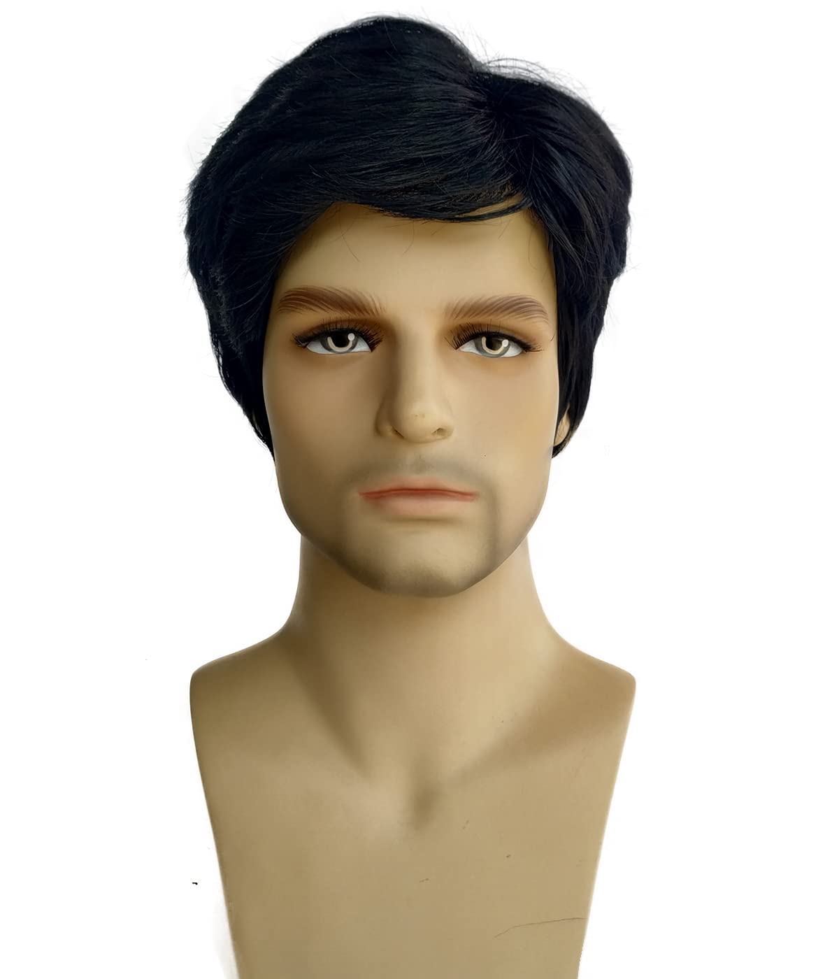 Mens Wigs Short Black Wigs for Men Natural Layered Synthetic Full Hair Replacement Synthetic Hair Wig for Male Daily Wear Party Cospaly Costume Halloween
