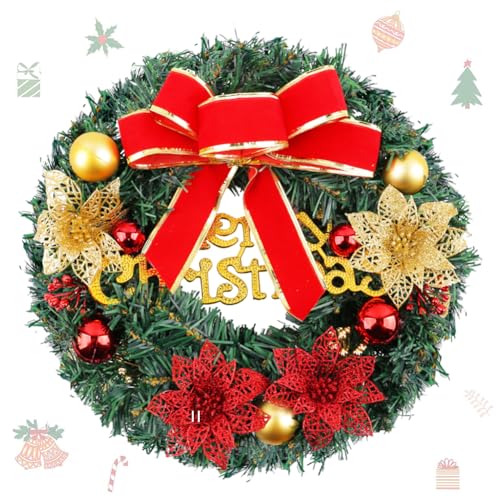 Ghirlanda di Natale, 30CM Corona per Porta d'Ingresso Ghirlande Natalizia Ghirlanda di Natale Artificiale Decorazione Natalizia Decorazione Esterna, Festone per Camino e Balcone