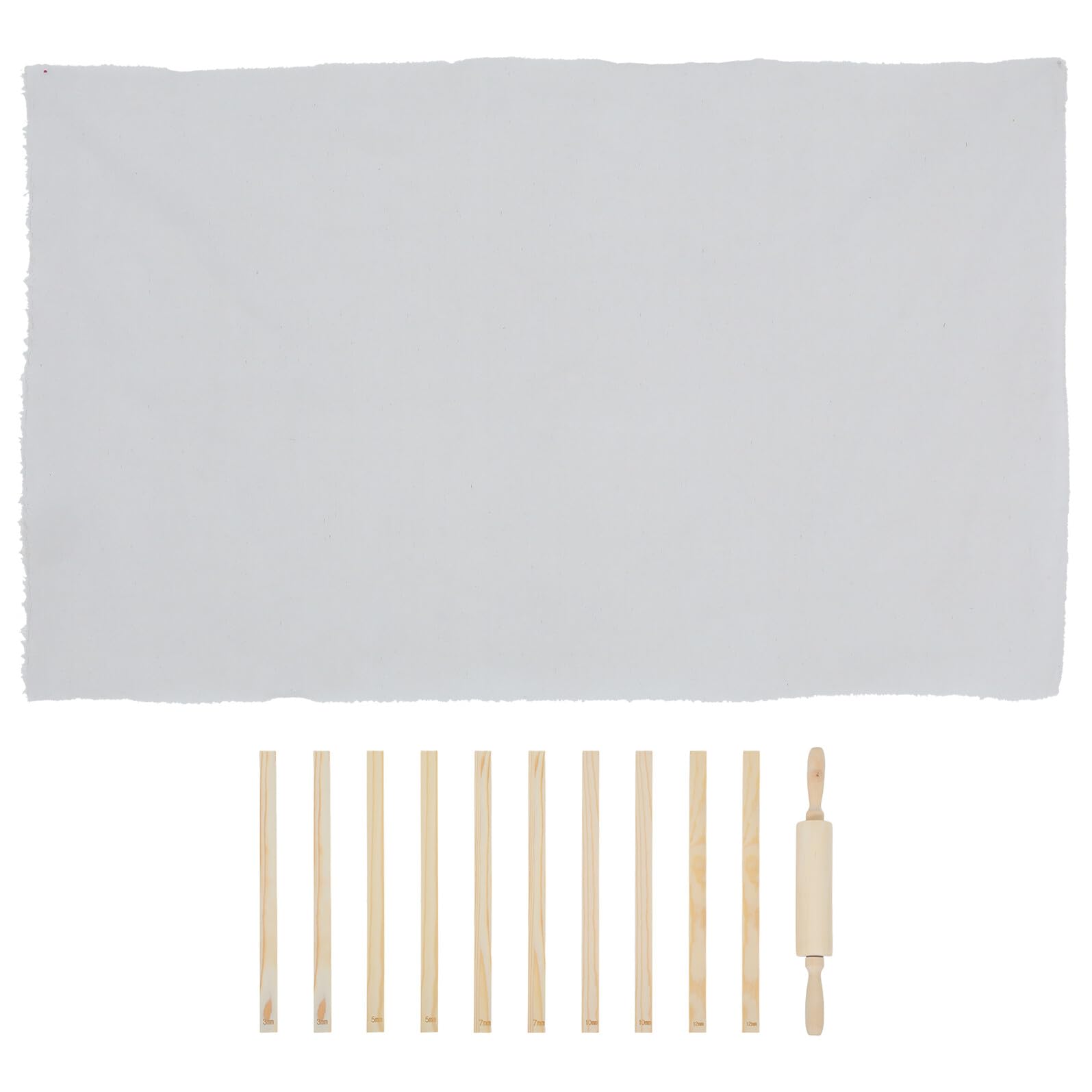 Set Utensili per Argilla da Modellazione 12 Pezzi con Guida e Rullo | Legno e Lino, per Progetti a Mano e Aule, Design Compatto per Trasporto