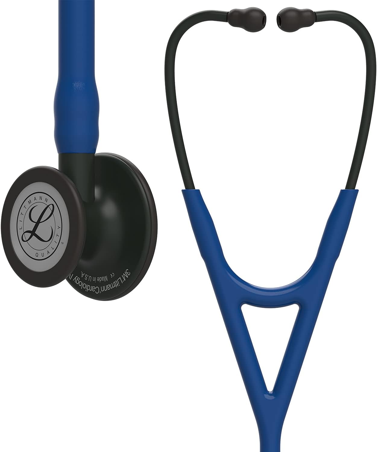 3M Littmann Cardiology IV Diagnostic Stethoscope, Black-Finish Chestpiece, Navy Blue Tube, Black Stem and Headset, 27 inch, 6168