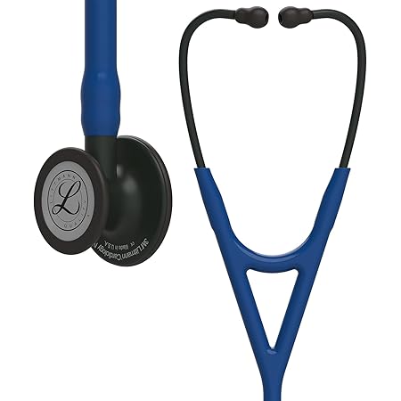 3M Littmann Cardiology IV Diagnostic Stethoscope, Black-Finish Chest Piece, Navy Blue Tube, Black Stem and Headset, 27 Inch, 6168