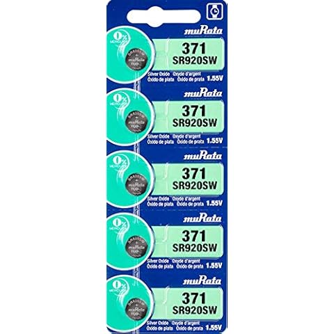 Murata 371 Battery SR920SW 1.55V Silver Oxide Watch Button Cell (5 Batteries) Cover
